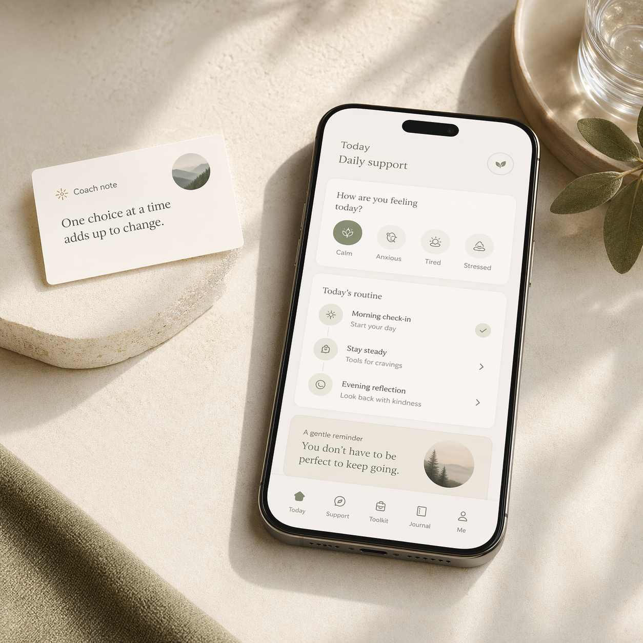 Ashstep daily support marketing mockup